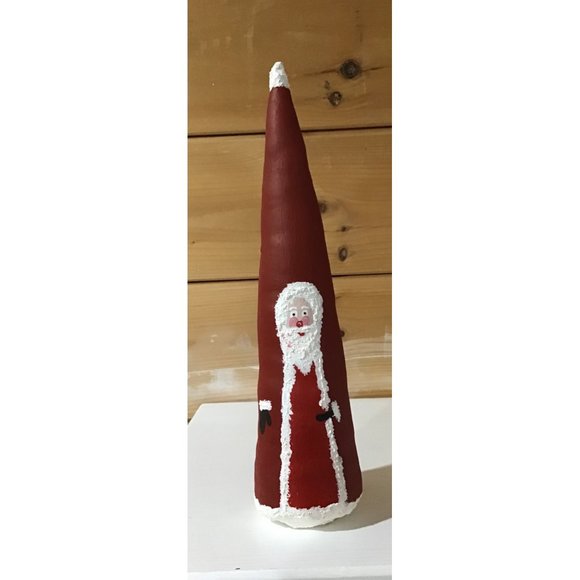 Paper Mache Cone Shaped Christmas Santa Figurine 12.75” H - Picture 1 of 5